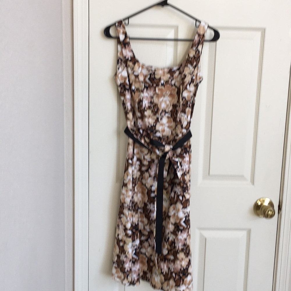 Black brown and white Floral print dress